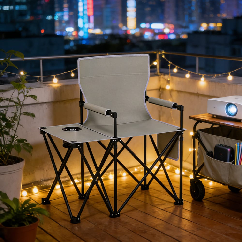 Oversized Camping Chair With Side Table And Storage Pockets_voghion.com